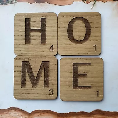 Personalised Coaster Printed With Your Letter Scrabble Word Gift Present Wood • £2.20