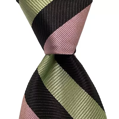 OXXFORD CREST Mens Silk Necktie USA Designer STRIPED Purple/Green/Black EUC Rare • $63.99