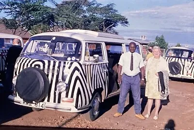 VW Volkswagen Zebra Stripe Zoo Safari Black White Vintage Color Slide Photo 1969 • $8.97