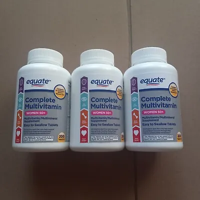 Lot Of Equate COMPLETE MULTIVITAMIN WOMEN 50+ (3 Jars X200 = 600 Total Count) • $12.50
