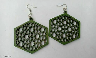 $18.29 • Buy Indian Bollywood Wood Metal Fun Green Drop Earrings For Women Party/Daily Wear