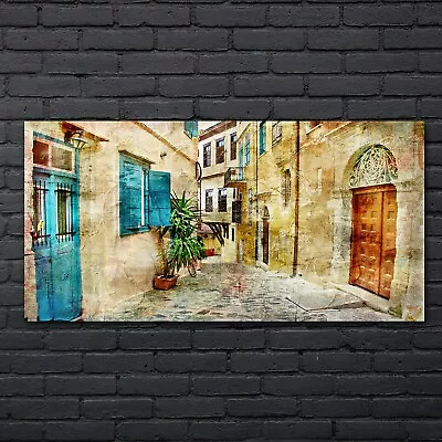 £169.12 • Buy Acrylic Glass Wall Art Photo 140x70 Painting City Buildings Lane Doors Windows  