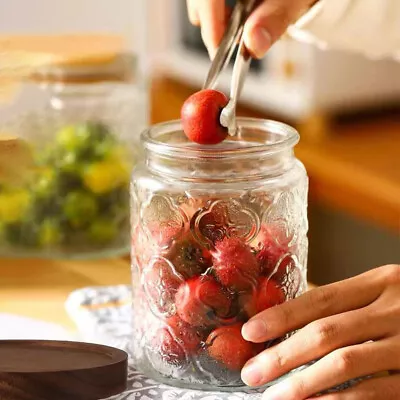 700ml Coffee Bars With Wood Lid Glass Jar Restaurants Vintage Decorative Pantry • $26.30