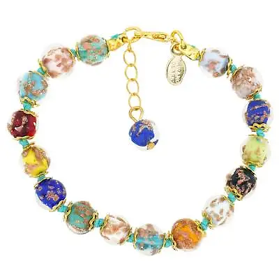 Glass Of Venice Murano Glass Bracelet Italian Multicolor Sommerso Sparkling Bead • $39.95