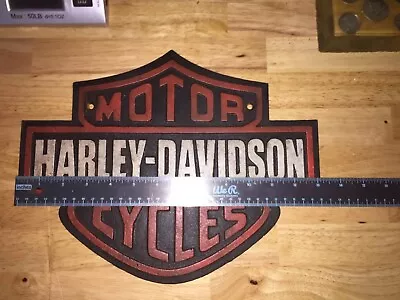 Harley Davidson Garage Sign 13” Triumph Patina Texaco Sinclair CAST IRON METAL • $79.69