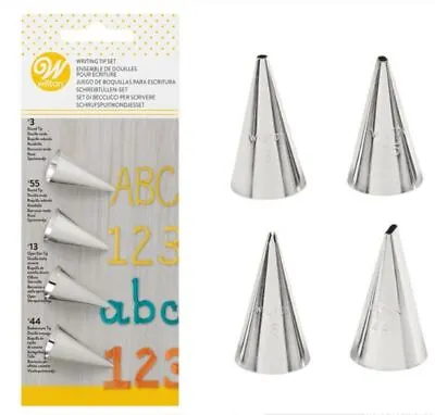 £8.38 • Buy Wilton Writing Tip Set Of 4 #3, #55, #13 & #44 Piping Nozzles  Cake Decorating