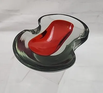 Vintage Murano MCM Barbini? Sommerso Geode Cobalt Red Bowl/Ashtray • $69.95