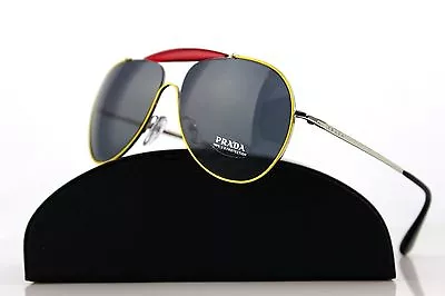 RARE PRADA Special Eyewear Yellow Red Aviator Sunglasses SPR 56S UFR-2K1 PR 56SS • $349.95