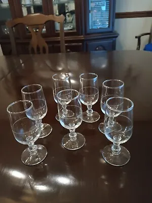 Vintage Cut Glass Cordial Stemware Elegant Set Of 7  Liquor Glasses • $21