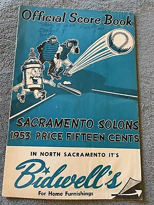 1953 Sacramento Solons Program Scorebook Pacific Coast League Baseball PCL Minor • $28.50