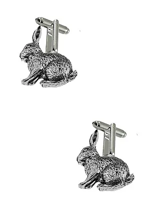 Rabbit Pewter Emblem Cufflinks Jewellery Smart Suit Wedding Wildlife CodeA17 • $16.16