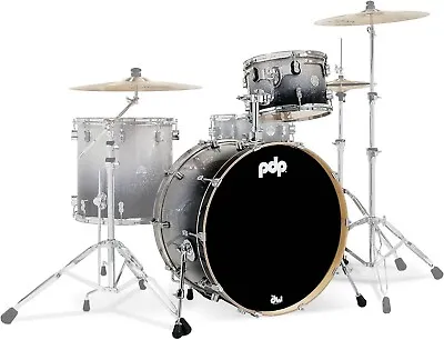 PDP Silver/Black Fade Set Shell Pack - Rack Tom Kick Drum Tom Mount • $563.12
