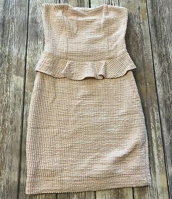 ZARA Trafaluc Size XS Dress Strapless Peach Peplum Style • $20