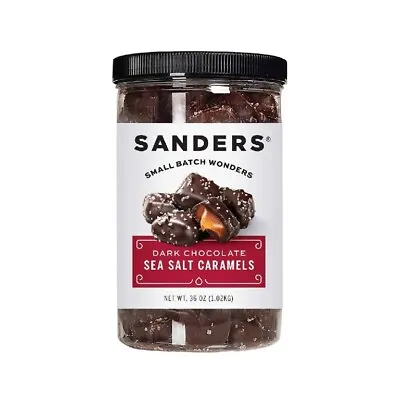 $27.27 • Buy Sanders DARK CHOCOLATE SEA SALT CARAMELS 36 Ounce Jar ~ For Your Valentine!💝