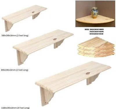 £7.95 • Buy Natural Wood Wooden Shelf Storage Unit Kit & Fitting Wall Mounted Corner Shelves