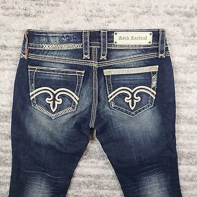 $34.95 • Buy Rock Revival Alanis Capri Jeans Womens Sz 27 Low Rise Straight Distressed Denim