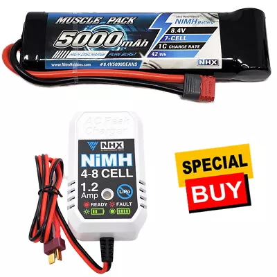 NHX RC 8.4V 5000mAh 7-Cell Nimh Battery W/ DEANS Connector / EzWall Charger • $59.90