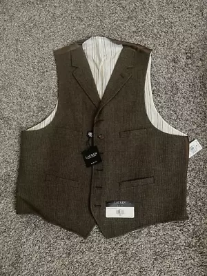 Ralph Lauren Brown Wool Tweed Notch Lapel Waistcoat Vest.  XXL  NWT • $125