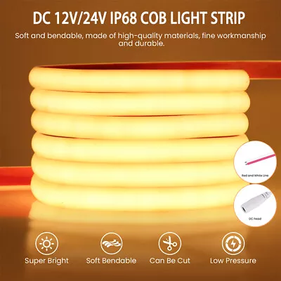 COB LED Strip 12V 24V 320LEDs/m High Density Tape Rope Lights IP68 Waterproof UK • £8.75