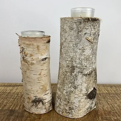 $18.49 • Buy Real Birchwood Tree Candles Set Of 2 Fire Primitive Farmhouse Rustic 7-9”