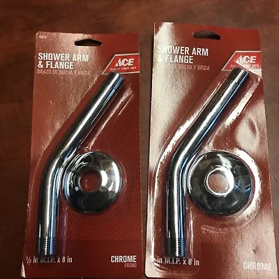 New 2x  Shower Arm & Flange Chrome 1/2 In M.I.P. X 8 In 43212 • $17.99