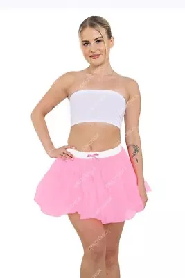 Ladies 2 Layers Baby Pink Tutu Skirt Dance Party Night Fancy Dress Pettiskirt • £13.50