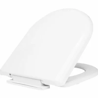 £17.99 • Buy D Shape Soft Close Bathroom White Quick Release Toilet Seat Fixings Included 