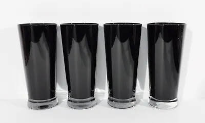 Set Of 4 Villeroy & Boch Cascara Black Highball Glasses With Box 6 1/8  High • $89.99