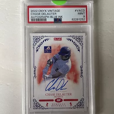 Psa 9- 2022 Onyx Vintage Chase Delauter Arc Rc Auto Blue Ink Autograph #vacd • $40