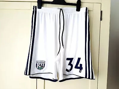 West Brom Home Shorts 2017. Large. Official Adidas. White Adults WBA L. No 34 • £9.99