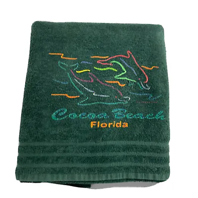 COCOA BEACH Martha Stewart Beach Bath Towel Embroidered Green 61x33 In Souvenir • $7.28