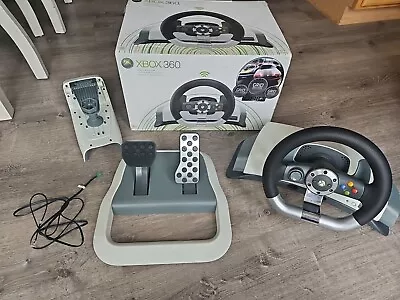 Xbox 360 Wireless Racing Steering Wheel W/ Force Feedback Pedals Working W/ Box • $119.99