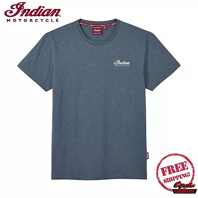 Genuine Indian Motorcycle Men's Mixed Embroidery Print T-shirt Blue Free Shippin • $39.99