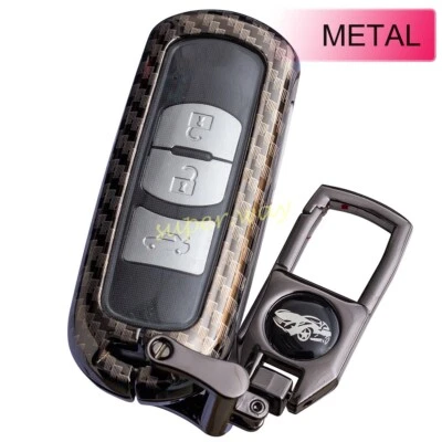 $30.58 • Buy For Mazda 2 3 6 CX3 CX5 CX9 MX5 Metal Carbon Fiber Smart Key Chain Case Cover