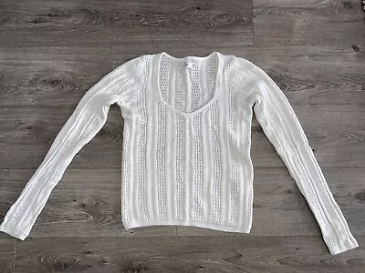 Hollister Cream Cable Knit V Neck Sweater  Size M • £7