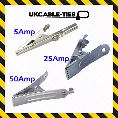 Crocodile Clips Small Large Heavy Duty Battery Electric Test 5A 25A 50A Amp • £5.99