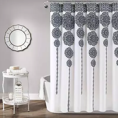 Stripe Medallion Shower Curtain-Fabric Mandala Bohemian Damask Print Design ... • $25.15