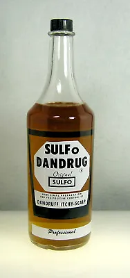 Vintage Sulfo Dandrug Hair Tonic Barber Bottle Original Contents 10 • $20