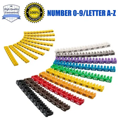 Cable Markers Colourful C-Type Marker Number Tag Label For Wire 1.5/2.5/4/ 6mm • £4.39