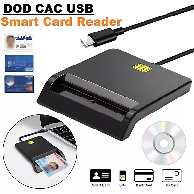 USB C Smart Card Reader DOD Military CAC Common Access For Windows 7/8/10 Mac OS • $13.98