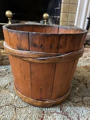 Primitive Antique Rustic Wooden Sap Maple Bucket Wood Banded Handmade Pail !! • $89