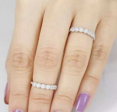 Sterling Silver Skinny 6-Stone Cz Knuckle Midi Band Ring Women Size 3-15 S4189 • $10.99