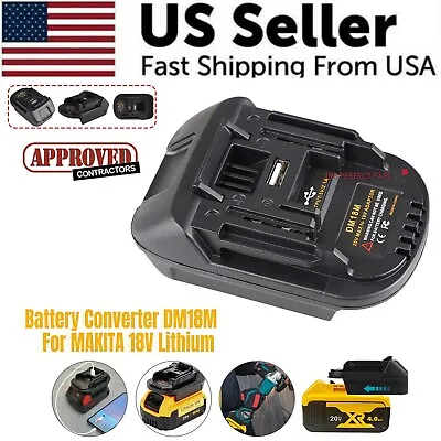 USB Battery Adapter Converter For 20V DEWALT Milwaukee M18 Convert To Makita 18V • $12.89