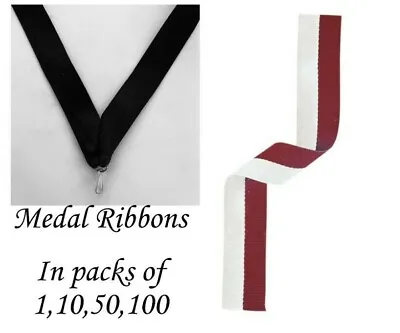 Maroon And White Medal Ribbons With Clip Woven In Packs Of 11050100 • £3.32