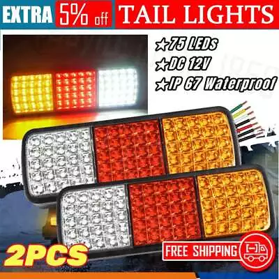 2 X 75 LED Tail Lights Stop Reverse Indicator 12V Ute Trailer Caravan Truck Boat • $25.59