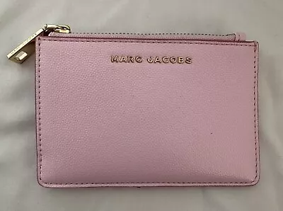 Marc Jacobs Pink Pebbled Leather Zip Top Keyring Wallet Card Holder EUC • $49.99