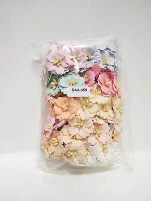 50 Apple Blossoms Mixed Pastel Colors Mulberry Paper Flowers #SAA-359 • $9.49