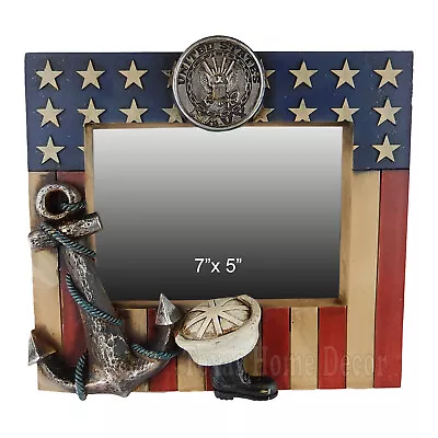 Navy Military 5  X 7  Picture Frame USA American Flag Anchor Tabletop Wall Mount • $34.95