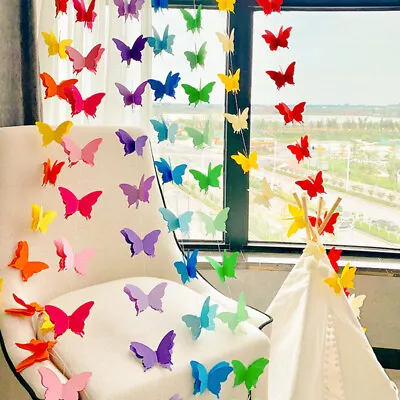 £2.99 • Buy 2m Paper Flower Bunting Garland Banner Butterfly Hanging Party Decor Flowers