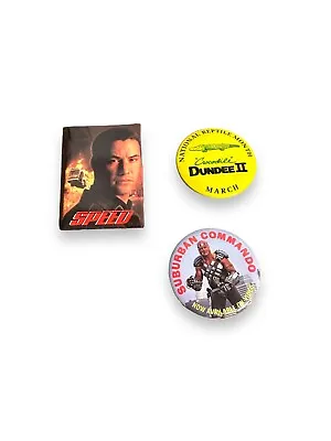 Vintage 90's Movie Promo Pinback Buttons - Lot Of 3 - Speed Crocodile Dundee ETC • $7.99